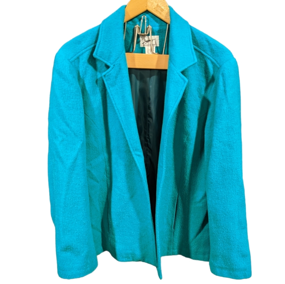 GW Division of Graff Vintage 80's Wool Blend Blazer Size 16 Teal